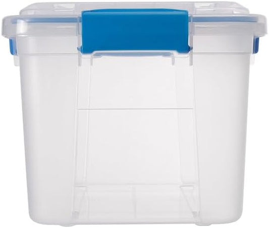 (6-PACK) 4.7-Gallon Large-Capacity Plastic with Lid Storage Box, Equipped with 4 Snap Fasteners.