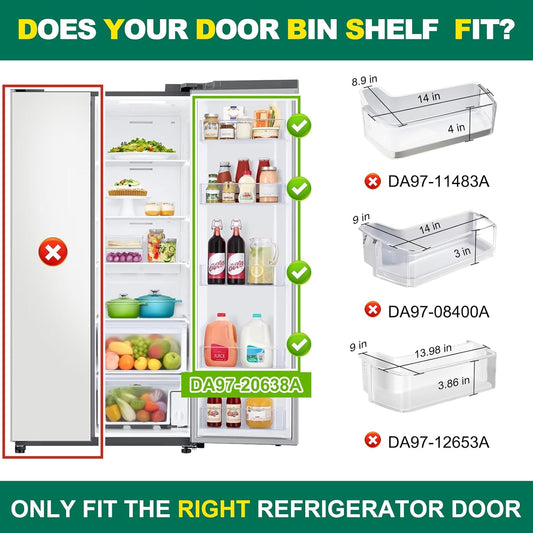 (2 PACK) UPGRADED DA97-20638A Refrigerator Door Bin Compatible with Samsung Refrigerator Shelf Bin Right Door Parts RS27T5200SR RS27T5201SR RS22T5561SG RS27T5561SR RS22T5561SR Shelf